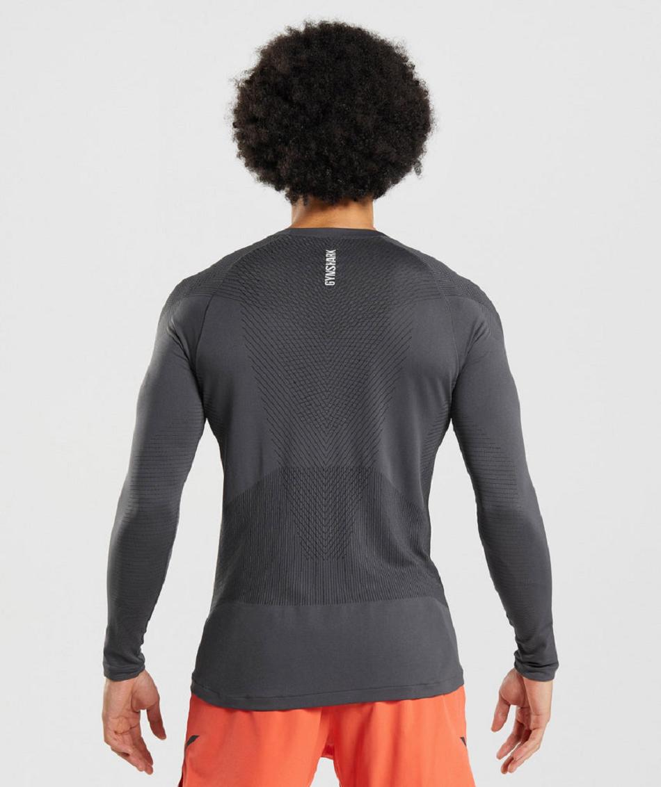 Gymshark Apex Seamless Muške Dugi Rukav Crne Sive Crne | HR 2601HAP